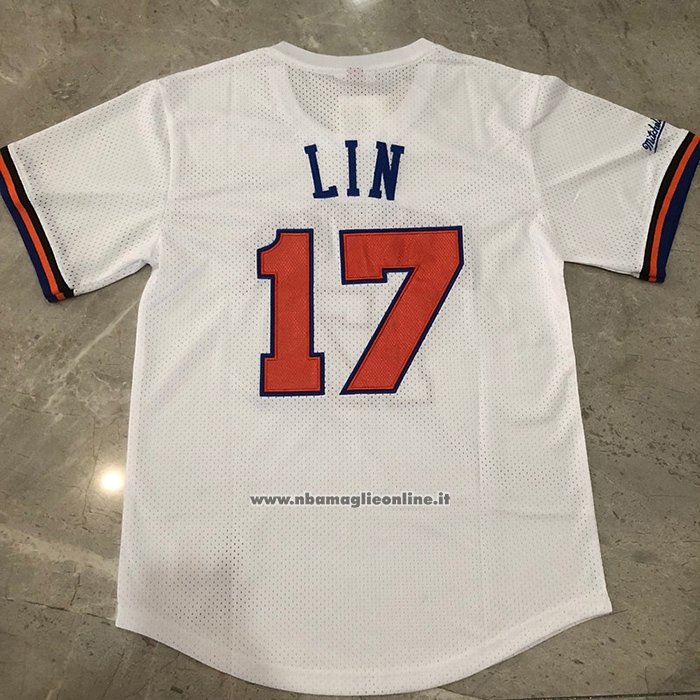 Maglia Corta Manga New York Knicks Jeremy Lin No 17 Bianco